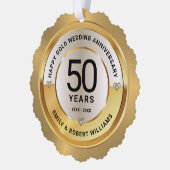 50. Hochzeitstag, Schwarz und Gold Ornament Karte (Links)