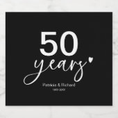 50. Hochzeitstag Schwarz-Weiß-Jubiläum Schaumweinetikett (Einzelnes Label)
