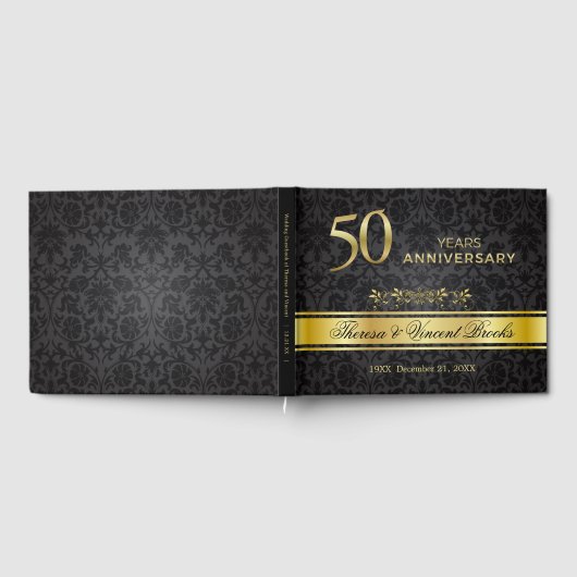 50. Hochzeitstag Schwarzes Gold Gästebuch (Voll)