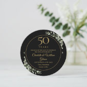 50. Hochzeitstag Schwarzes Gold Grüner Runde Save The Date (Stehend Vorderseite)