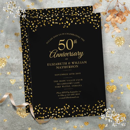 50. Hochzeitstag Schwarzes Gold Liebe Hörer Einladung