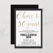 50. Hochzeitstag Schwarzes Gold Moderne Einladung (Vorne/Hinten)
