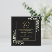 50. Hochzeitstag Schwarzes Gold Square Save The Date (Stehend Vorderseite)