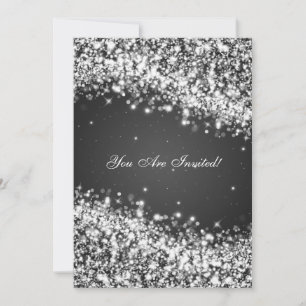 50. Hochzeitstag Sparkling Wave Black Einladung