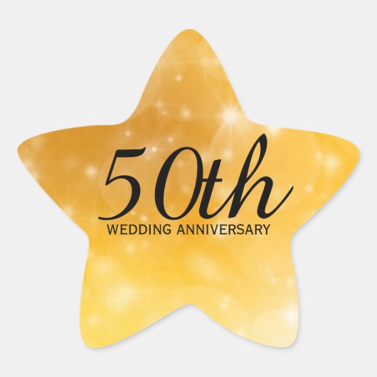 50. Hochzeitstag Star-Shaped Gold Sticker (Vorderseite)
