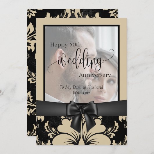 50. Hochzeitstag - traditionelles Foto i Einladung (Vorne/Hinten)