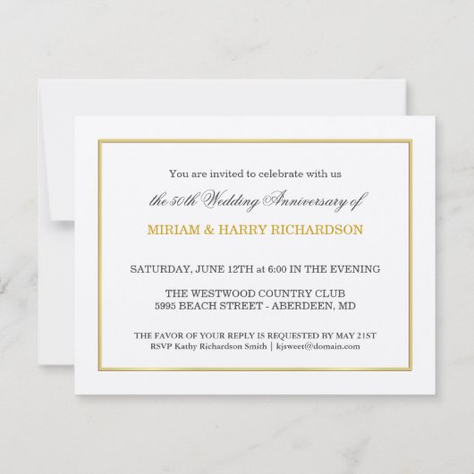 50. Hochzeitstag - unentgeltliche Einladungen (Rückseite)