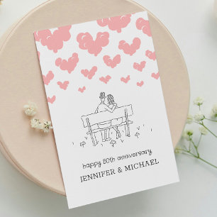 50. Hochzeitstag Verheiratetes Paar Herzen Postkarte