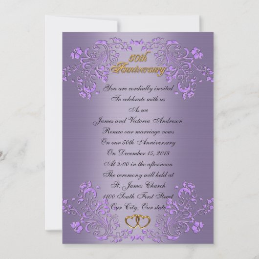 50. Hochzeitstag Verlängerung Lavender Einladung (Vorderseite)