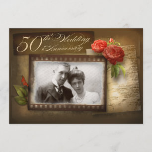 50. Hochzeitstag Vintage Foto Einladungen