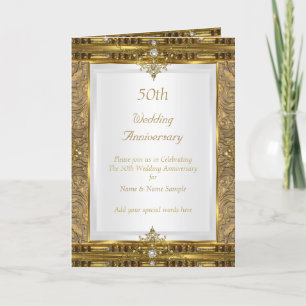 50. Hochzeitstag Vintage Gold Weiße Perle Feiertagskarte