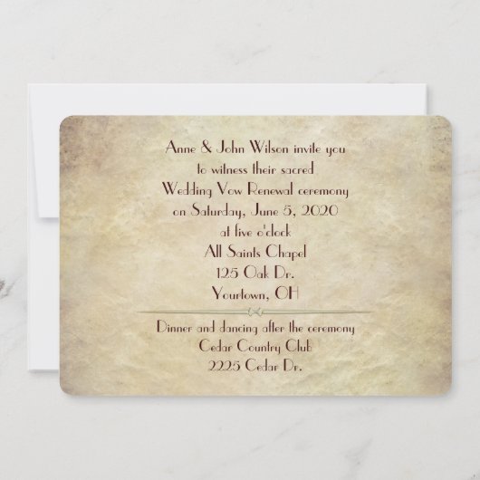50. Hochzeitstag Vintage Vow-Erneuerung Einladung (Rückseite)