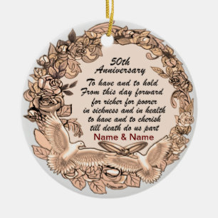 50. Hochzeitstag  Weihnachtsbaumschmuck Keramik Ornament