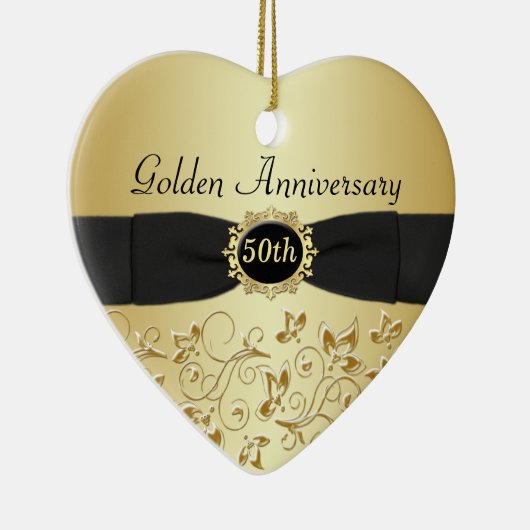 50. Hochzeitstag-Weihnachtsverzierung Keramik Ornament (Rechts)