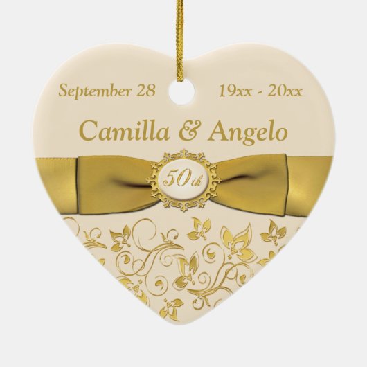 50. Hochzeitstag-Weihnachtsverzierung Keramikornament (Hinten)