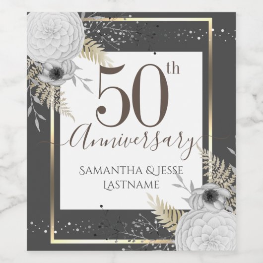 50. Hochzeitstag Weinetikett (Einzelnes Label)