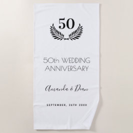 50. Hochzeitstag weißer schwarzer Kranz Strandtuch