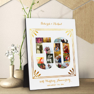 50. Hochzeitstag Weißgold Foto-Collage Fotoplatte