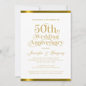 50. Hochzeitstag Weißgoldtypografie Einladung (Vorderseite)