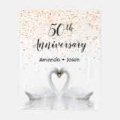 50. Hochzeitstag Weißschwäne in Liebe Fleecedecke (Vorderseite)