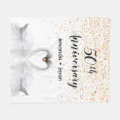 50. Hochzeitstag Weißschwäne in Liebe Fleecedecke (Vorderseite (Horizontal))