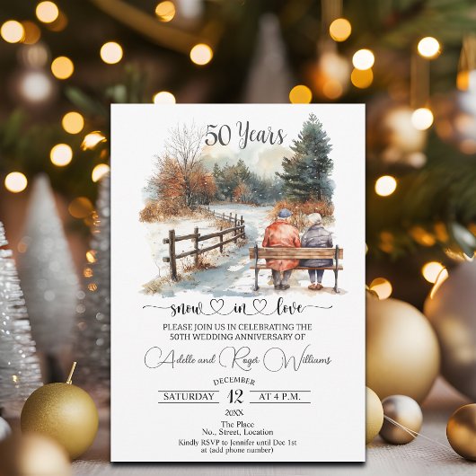50. Hochzeitstag Winterlandschaft Romantik Einladung
