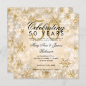 50. Hochzeitstag Wintersparkle Gold Einladung (Vorne/Hinten)