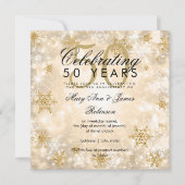 50. Hochzeitstag Wintersparkle Gold Einladung (Vorderseite)