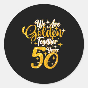 50. Hochzeitstag wir golden zusammen 50 Jah Runder Aufkleber