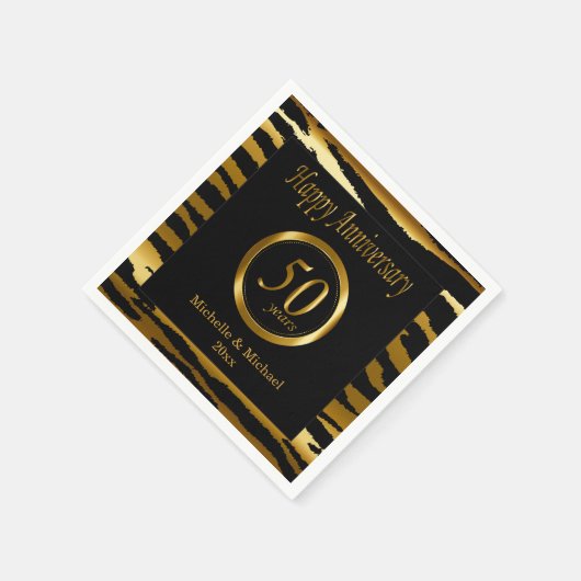 50. Hochzeitstag | Zebra Stripes Serviette (Ecke)