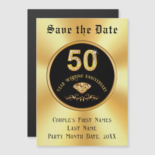 50. Hochzeitstag Zeitmagnete speichern, Magneteinladung (Vorne/Hinten)