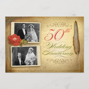 50. Hochzeitstag zwei Fotos vintage Einladungen