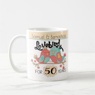 50. HochzeitstagLovebirds kundenspezifisch Kaffeetasse