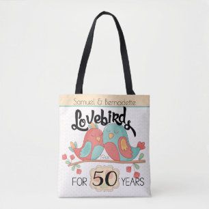 50. HochzeitstagLovebirds kundenspezifisch Tasche