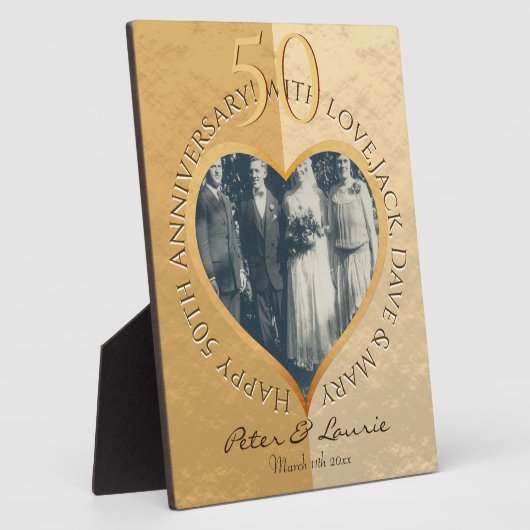 50. HochzeitstagTabletop Plaque mit Easel Fotoplatte (Seite)