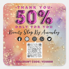 50%IGE QR CODE-Logo Abstrakt Pink kaufen Quadratischer Aufkleber