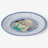 50 Ihr Foto Random Number Pattern Blau/Weiß Pappteller (Schrägansicht)