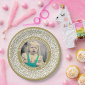 50 Ihr Foto Random Number Pattern Gold/Weiß Pappteller (Party)