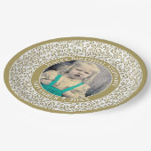 50 Ihr Foto Random Number Pattern Gold/Weiß Pappteller (Schrägansicht)