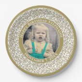 50 Ihr Foto Random Number Pattern Gold/Weiß Pappteller (Vorderseite)