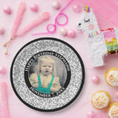 50 Ihr Foto Random Zahlenmuster Schwarz/Weiß Pappteller (Party)