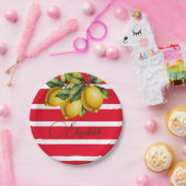 50. Italienischer Zitrone Botanischer Roter Streif Pappteller (Party)