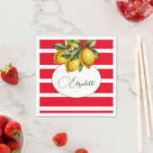 50. Italienischer Zitrone Botanischer Roter Streif Serviette (Beispiel)