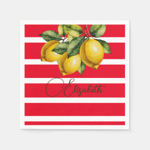 50. Italienischer Zitrone Botanischer Roter Streif Serviette