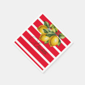 50. Italienischer Zitrone Botanischer Roter Streif Serviette (Ecke)