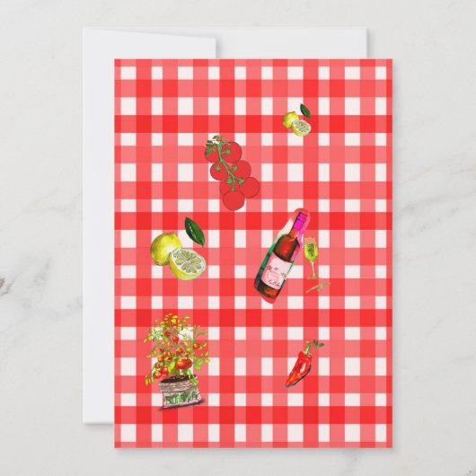 50. italienisches Thema Lemon Red White Botanical Einladung (Rückseite)