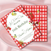 50. italienisches Thema Lemon Red White Botanical Einladung