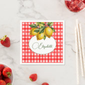 50. Italienisches Zitronenmuster Botanisches Weiße Serviette (Beispiel)