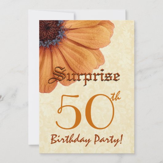 50. Jahr Überraschung Geburtstag Gold Daisy Einladung (Vorderseite)