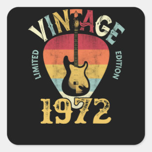 50 Jahre 1972 Gitarrenpick 50. Geburtstag Gitarris Quadratischer Aufkleber